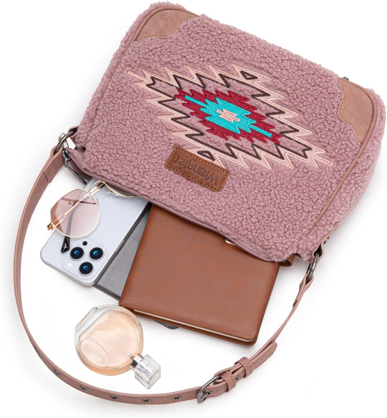 image:imageWrangler Western Handbag for Women Embroidery Aztec Shoulder Purse Pink