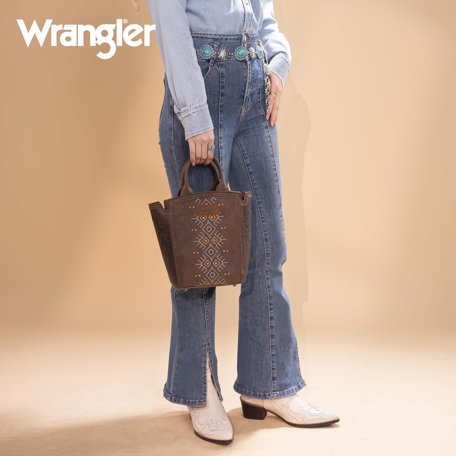 image:imageWrangler Western Handbag for Women Embroidery Aztec Shoulder PurseCoffee