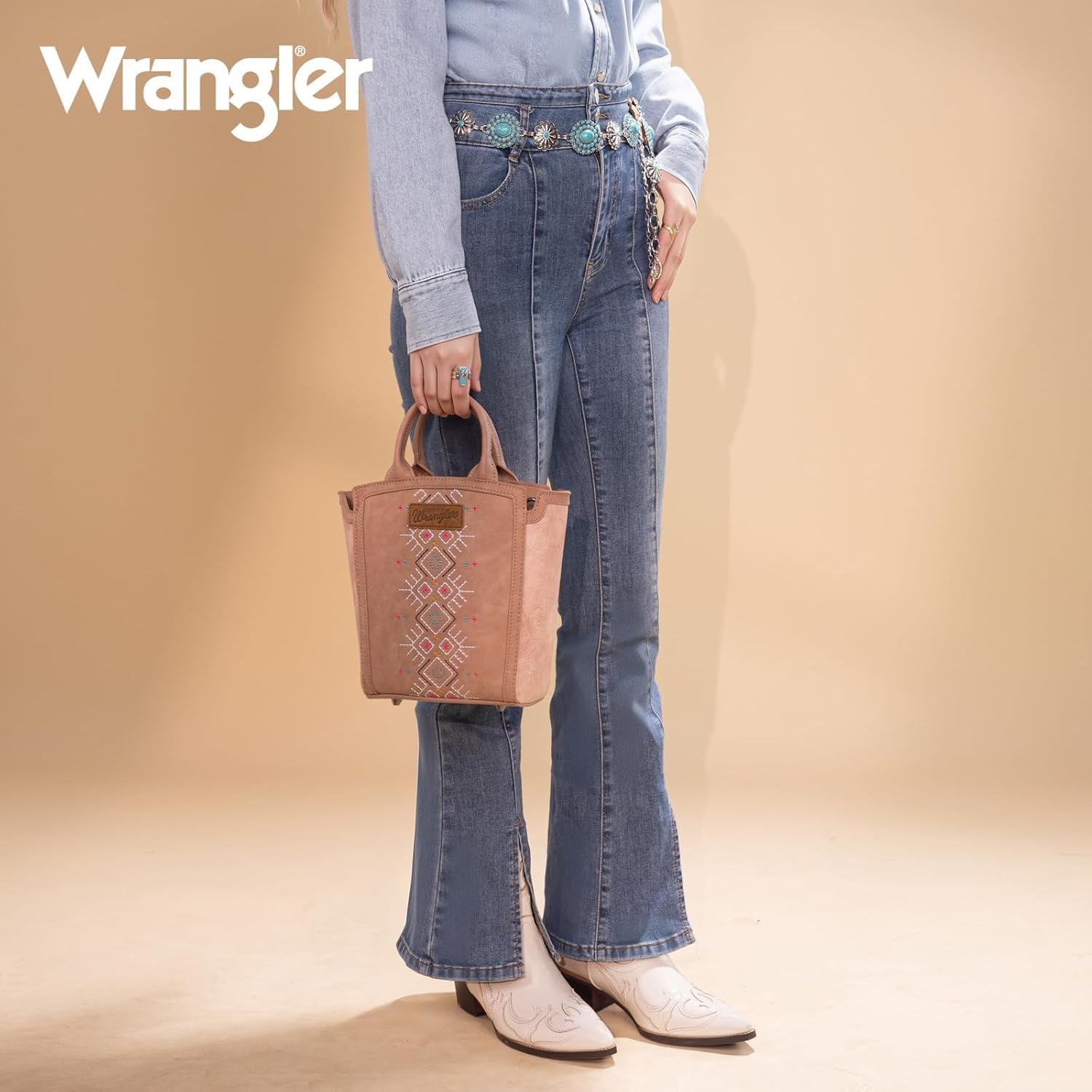 image:imageWrangler Western Handbag for Women Embroidery Aztec Shoulder PurseDark Pink