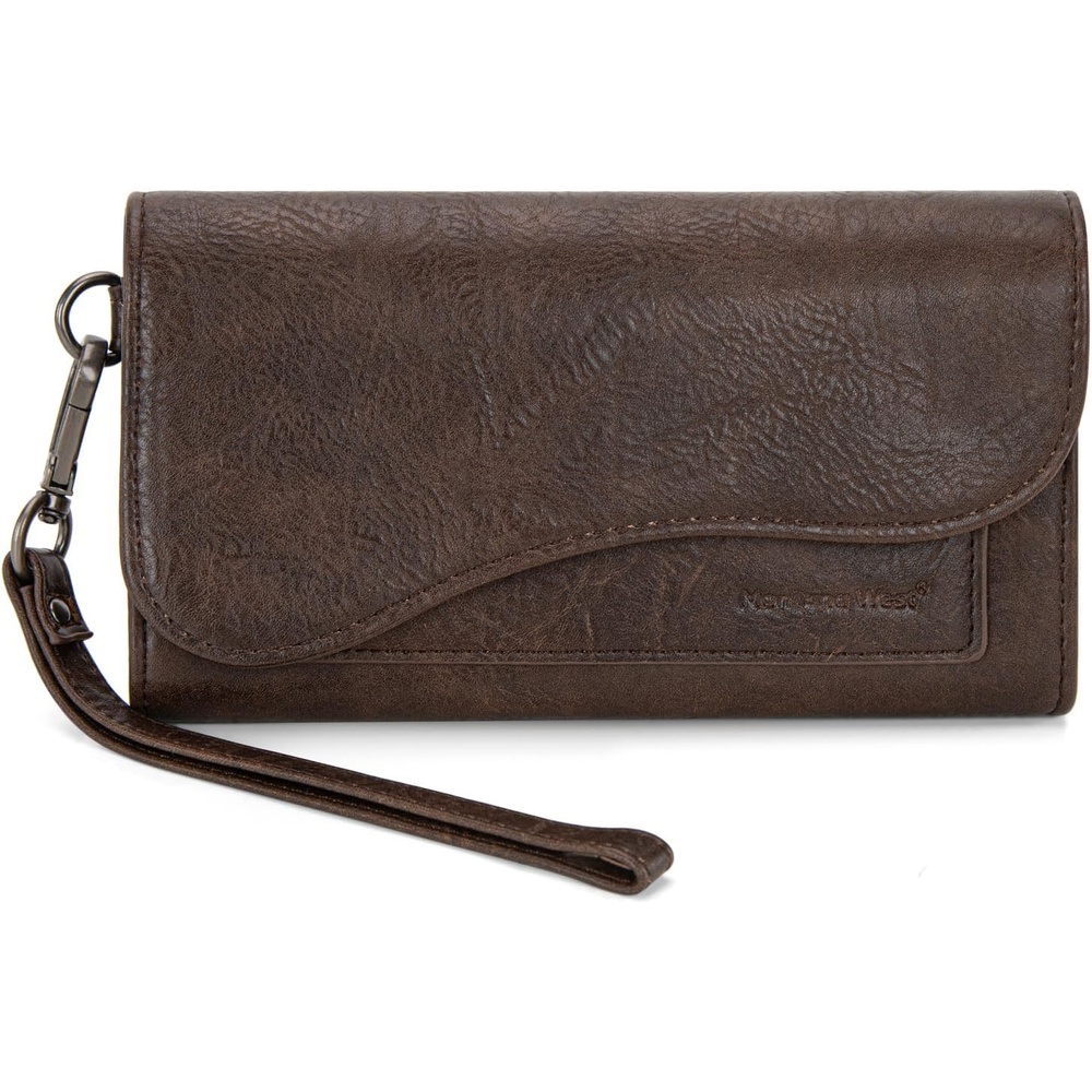 image:imageMontana West Wallets for Women Large Phone Wristlet Wallets Trifold Money Organizers with Coin Purse and Wrist StrapCoffee
