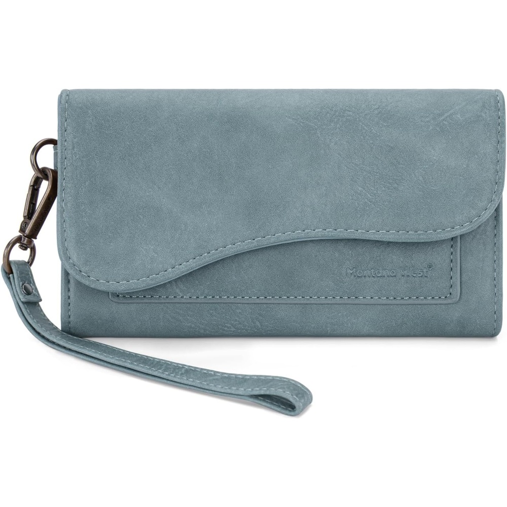 image:imageMontana West Wallets for Women Large Phone Wristlet Wallets Trifold Money Organizers with Coin Purse and Wrist StrapJean