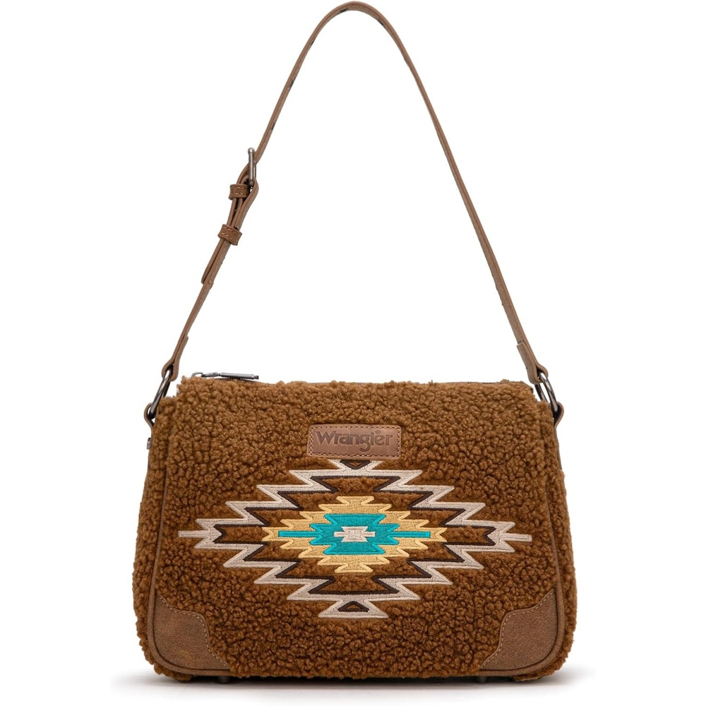 image:imageWrangler Western Handbag for Women Embroidery Aztec Shoulder Purse Brown