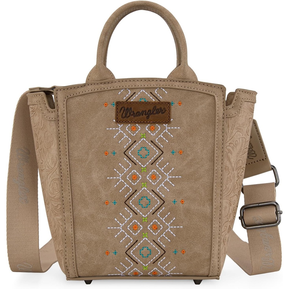 image:imageWrangler Western Handbag for Women Embroidery Aztec Shoulder PurseTan